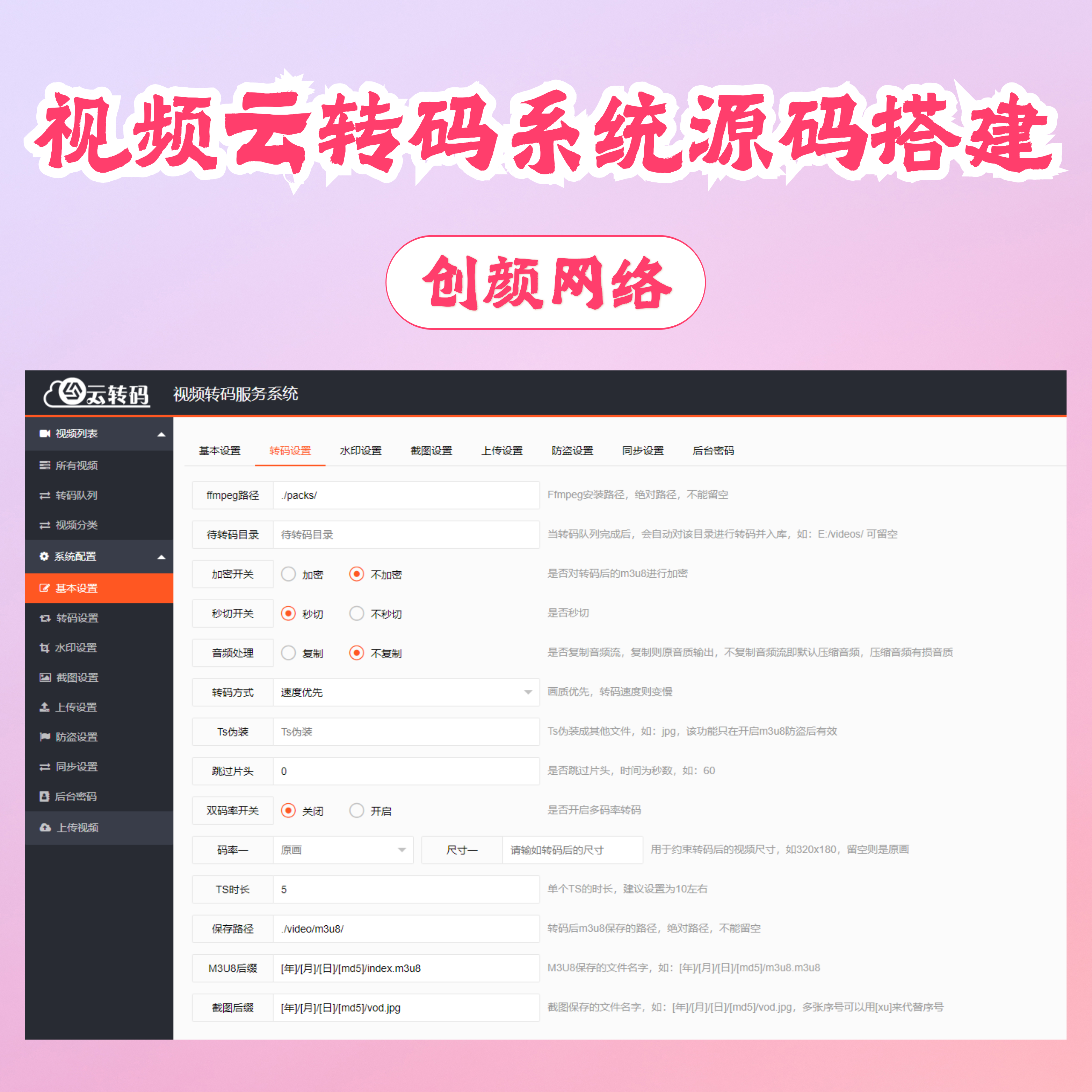 视频云转码切片系统源码